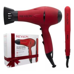 Combo Secador De Pelo y Planchita de Pelo Rojo Revlon RVDR5230RLA2A