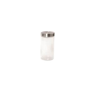 FRASCO DE VIDRIO REDONDO 22CM CON TAPA DE ACERO A ROSCA