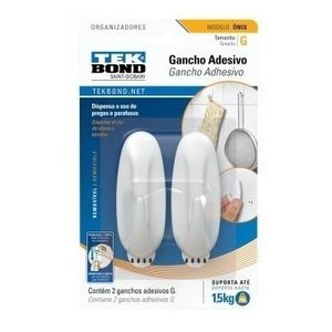 Gancho Adhesivo Grande Blancox2 Unidades En Blister Tek Bond