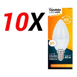 Pack X 10 Lámparas Led Candela Vela 5w Reemplaza 40w E14