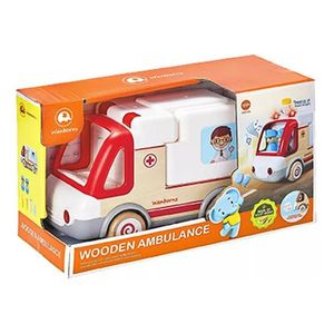 Ambulancia De Madera Con Luz Y Sonido Ikwood0029