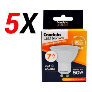 Pack X 5 Lámparas Led Dicroica Candela 7w Reemplaza 50w
