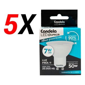 Pack X 5 Lámparas Led Dicroica Candela 7w Reemplaza 50w