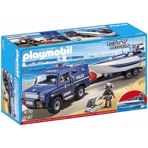 Playmobil 5187 Coche De Policia Con Lancha Original Intek