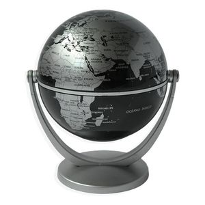 Globo Terraqueo 10cm Base De Plastico Negro Y Plateado 107p