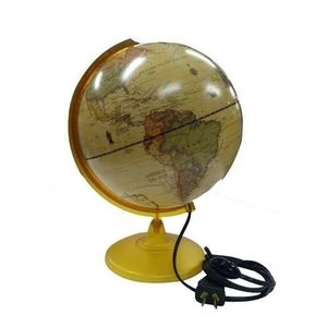 Globo Terráqueo Base Plástico Antiguo Con Luz 20cm 207alw