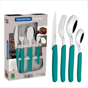Cubiertos Tramontina Juego 24 Pzas Cocina Carmel Set Colores
