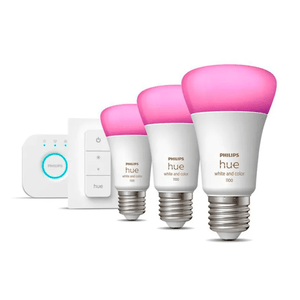 Kit inicio Philips Hue Lámparas LED E27 8w A60 RGB & Switch