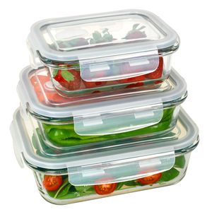 Set x 6 Hermeticos Taper Contenedores Vidrio Apto Microondas Freezer