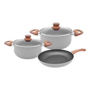 Batería De Cocina Carol Antiadherente 5 Piezas Gris