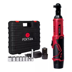 Atornillador Angular Encastre 3/8 Pektra 12v + 2 Baterías + Accesorios