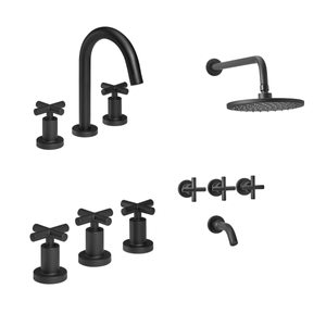 Set Griferia Baño Peirano Black Velvet Lavatorio de Pared Bidet Ducha Transferencia