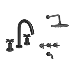 Juego Griferia Baño Peirano Black Velvet Lavatorio Mesada Ducha Transferencia