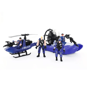 Set De Policia Figuras Articuladas Y Vehiculos Wabro 99345