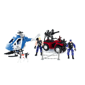 Set De Policia Figuras Articuladas Y Vehiculos Wabro 99345