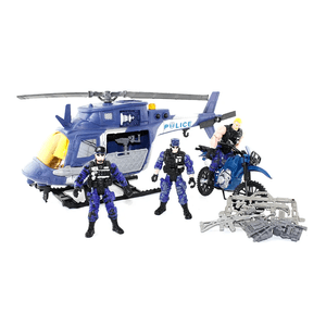 Set De Policia Figuras Articuladas Y Vehiculos Wabro 99345