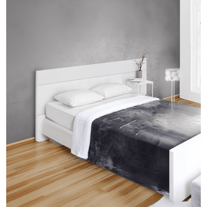 Frazada Campomayo Flanel Liso Con Corderito Doble Faz Gris Queen