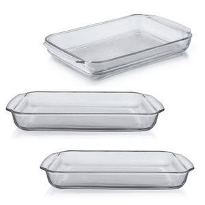 SET X 3 FUENTES DE VIDRIO PARA HORNO