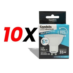 Pack X 10 Lámparas Led Dicroica Candela 5w Reemplaza 35w