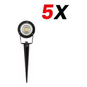 Pack X5 Estaca Jabalina Led 7w Luz Fría Aluminio Exterior