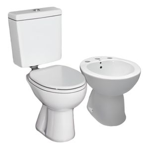 juego Inodoro con Mochila 7lts Extrachato Tapa Bidet 3 Agujeros Clásico