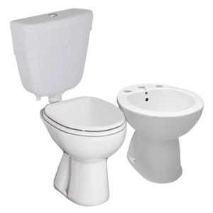 Juego Inodoro Mochila Tapa Plástica PVC Bidet 3 Agujeros Onix