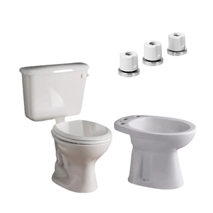 Juego Baño Inodoro Deposito 9lts Clasico con Tapa Griferia Bidet