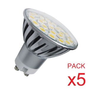LAMPARA DICROICA 24 LEDS 4.5W CALIDA GU10 METAL PACK x5