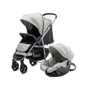 Coche Travel System Bebesit Manillar Rebatible Gris Claro