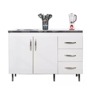 Bajo Mesada 2 Puertas 3 Cajones Correderas Metalicas 120 Cm