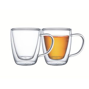 Juego de tazas para cafe o te doble vidrio 270ml Tramontina