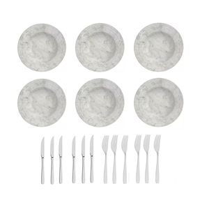 Combo Vajilla Porcelana Tramontina Platos Cubiertos 18pzas