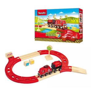 Trencity Pista Inicial de Madera Tren con Locomotora + Vagón