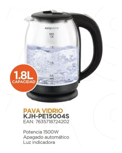 Pava Vidrio Hervidora Kanji Home Kjh-pe15004s Lh - Provincia Compras