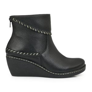 BOTA PINETTA NEGRA MUJER CUERO ZAPATOS ELEGANTES