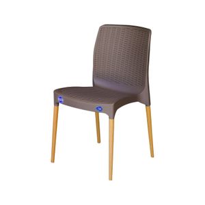 SILLA PLÁSTICA MARRÓN PATAS DE MADERA VOSS 2000 SIINDIACHMAD