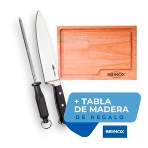 Juego cuchillo chaira y tabla de madera Brinox LBRIN00594