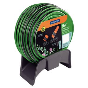 Manguera Riego Jardin Flex 25m Soporte Accesorios Tramontina