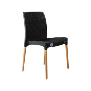 SILLA PLÁSTICA NEGRA PATAS DE MADERA VOSS 2000 SIINDIAGRMAD