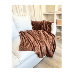 Manta Polar Trama ZIGZAG Marron Twin