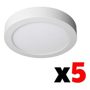 Pack X 5 Plafón Led Candela Redondo Con Base 12w