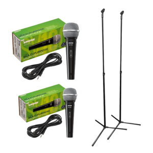 2 micrófonos Shure SV 100 + 2 soportes de micrófono simple