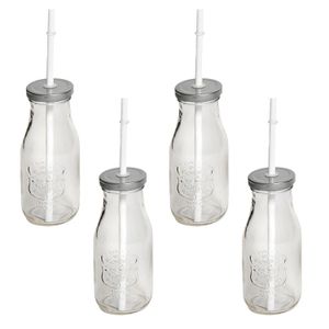 Set X4 Botellas Con Sorbete Y Tapa Color Cobre