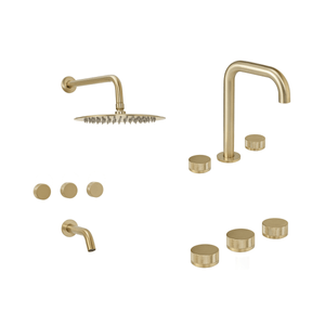 Combo Griferia Baño Peirano Fabric Gold Lavatorio Ducha Bidet