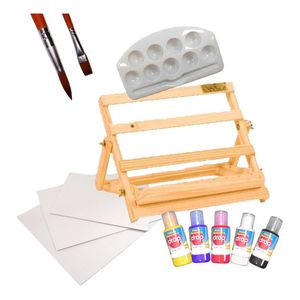 Kit Artístico Para Niños Atril Con Posa Libro De Madera