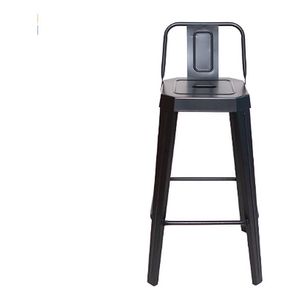Banqueta De Chapa Tromen Runko 73 Cm Negro Con Respaldo