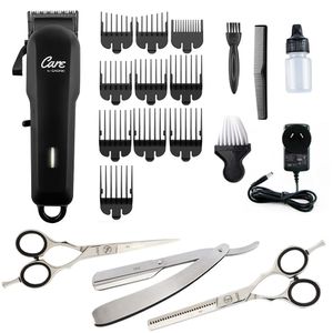 Kit Maquina Cortadora de Pelo + Set Tijeras Profesional Pulir Navaja y Microdentada