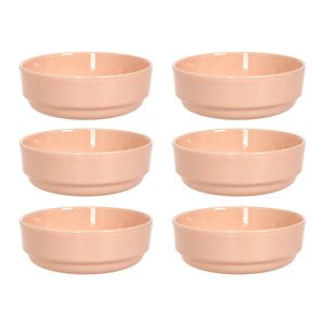 Set x 6 Bowls Cuencos Compotera Cerámica Rosa Importado