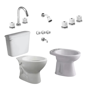 Sanitarios Inodoro Deposito 9lts Clasico Bidet Griferia Completa Embutir