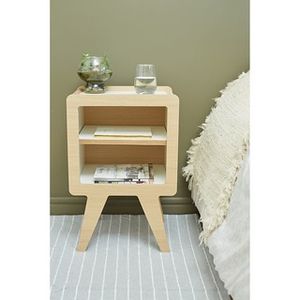 Mesa de Luz Nordica. Color Blanco y Roble